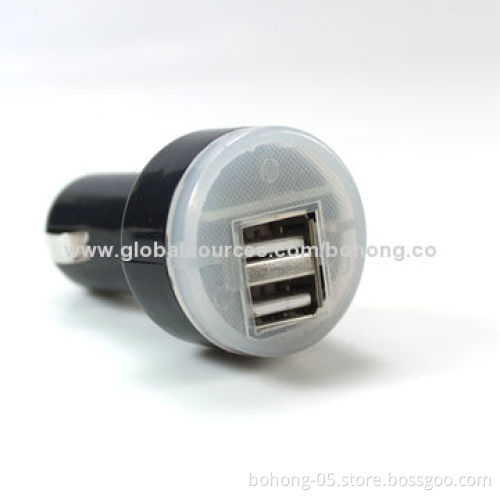 Double USB Car Charger, various colors available